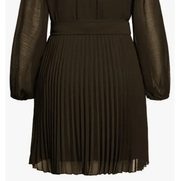 NWT City Chic Blair Black Sheer Pleated Dress 20 - Picture 8 of 12